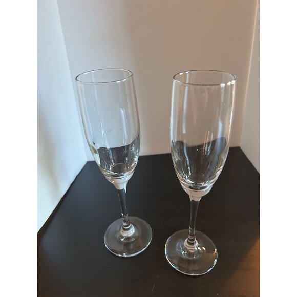 Champagne Flutes Tall Set Of 2 Elegant Clear Glass Champagne Flutes Glasses - Picture 6 of 6